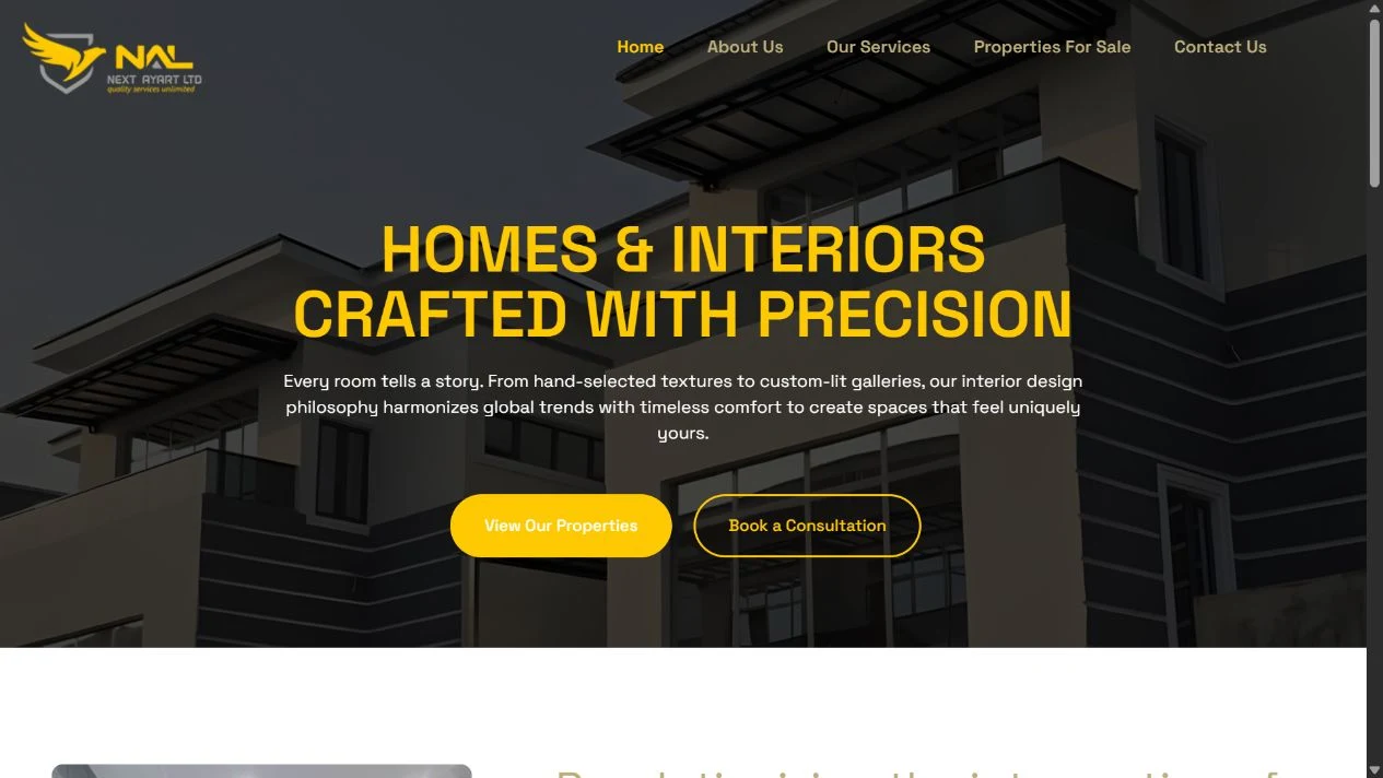 Screenshot of the Next-Ayart Limited website, captured 29 October 2026.