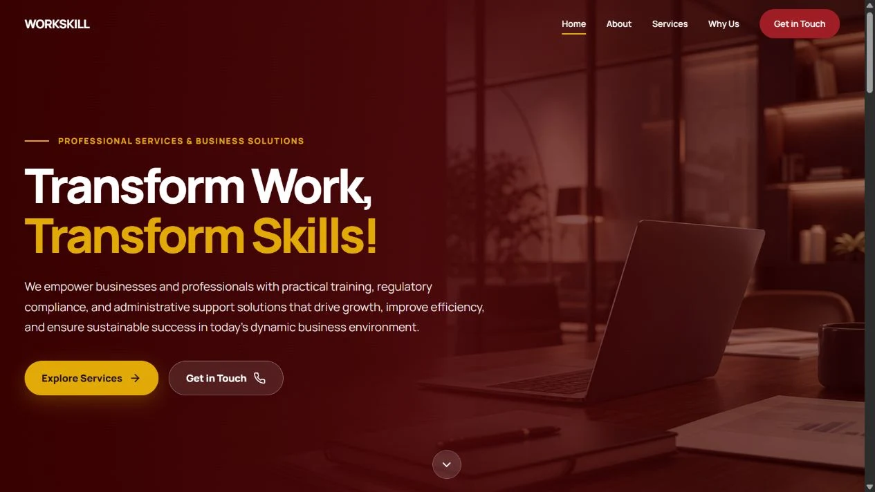 Screenshot of the WorkSkill Consulting website, captured 29 October 2026.